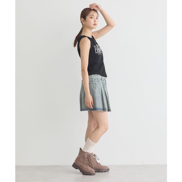 フリルロゴノースリーブプルオーバー | earth music&ecology  | 詳細画像15 