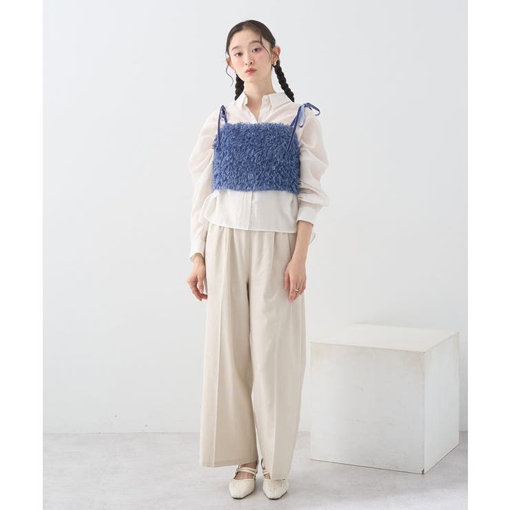 【WEB限定】ベロアリボンフェザービスチェ | earth music&ecology  | 詳細画像13 