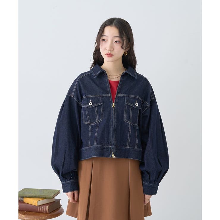 ショートジップデニムジャケット[品番：EMEW0049726]｜earth