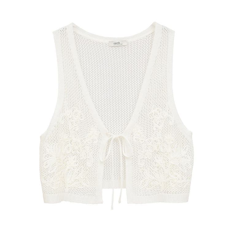 フラワー刺繍メッシュベスト | earth music&ecology  | 詳細画像25 