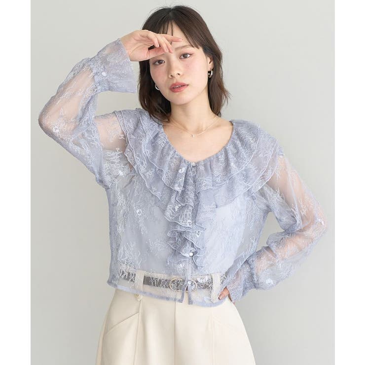 SET2点ラッフルレースブラウス＋キャミソール | earth music&ecology  | 詳細画像17 