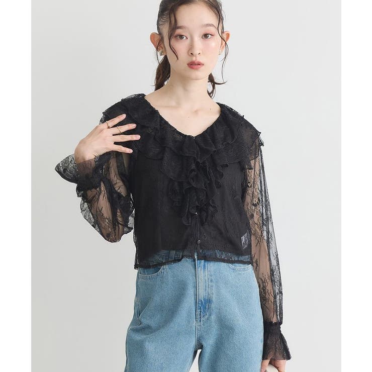 SET2点ラッフルレースブラウス＋キャミソール | earth music&ecology  | 詳細画像21 