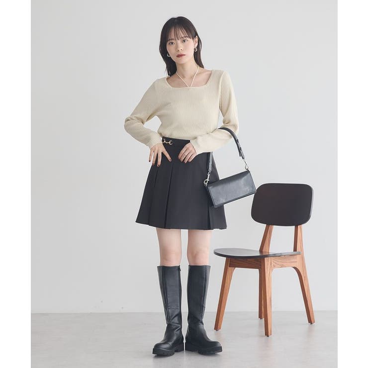 jouetie 新品未使用 タグ付 ミニスカート 今季新作 ウエストゴム 黒 ビット付きミニスカート[品番：EMEW0050362]｜earth