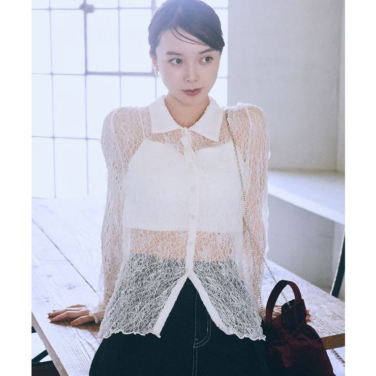 ストレッチレースシャツ | earth music&ecology  | 詳細画像4 