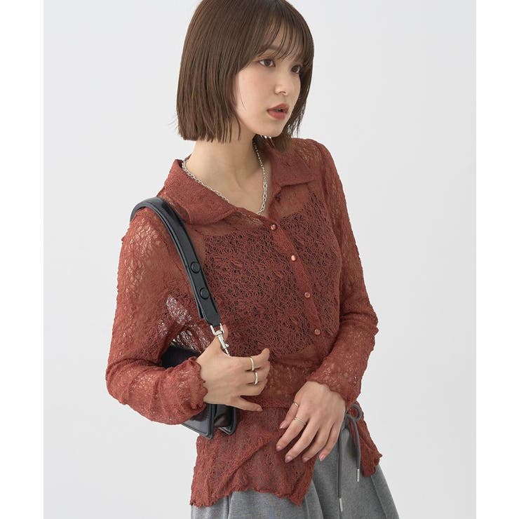 ストレッチレースシャツ | earth music&ecology  | 詳細画像7 