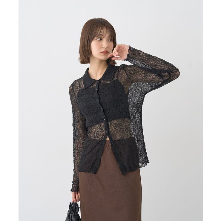 ストレッチレースシャツ | earth music&ecology  | 詳細画像18 