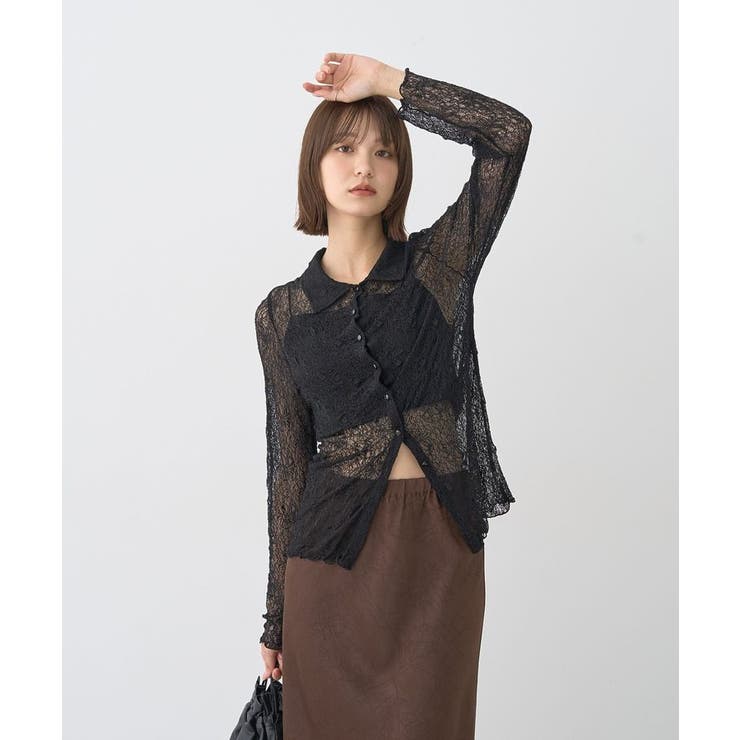 ストレッチレースシャツ | earth music&ecology  | 詳細画像19 