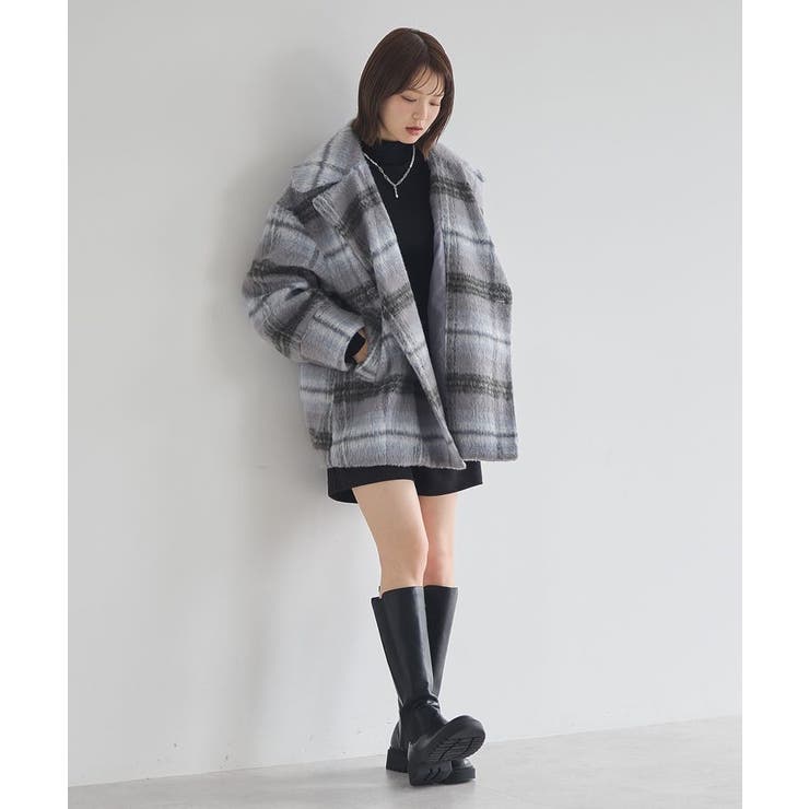 チェックシャギーコート | earth music&ecology  | 詳細画像11 