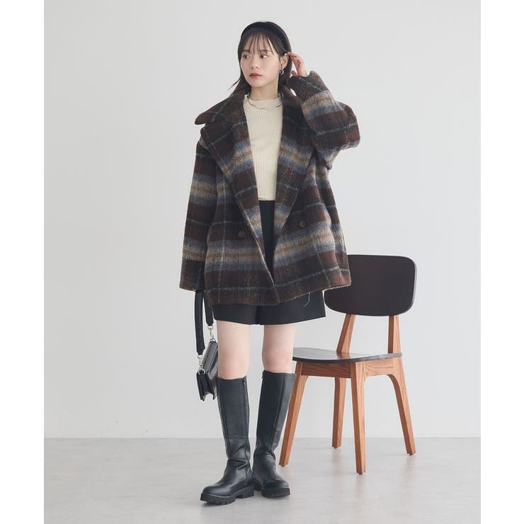 チェックシャギーコート | earth music&ecology  | 詳細画像16 