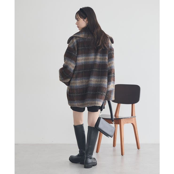 チェックシャギーコート | earth music&ecology  | 詳細画像18 