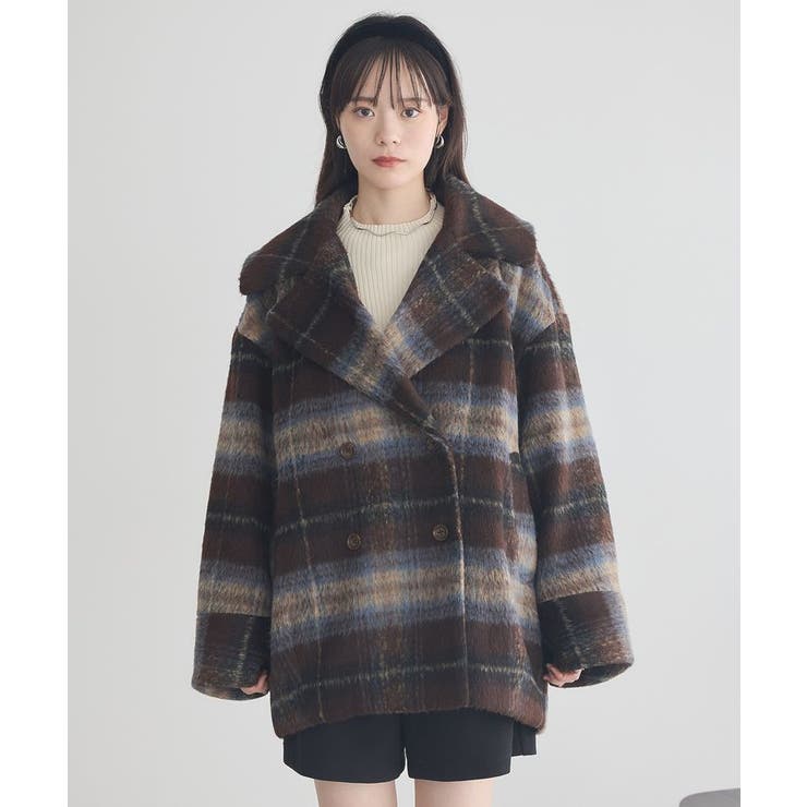 チェックシャギーコート | earth music&ecology  | 詳細画像26 