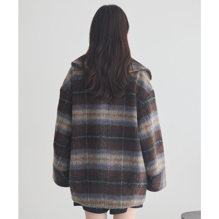 チェックシャギーコート | earth music&ecology  | 詳細画像28 