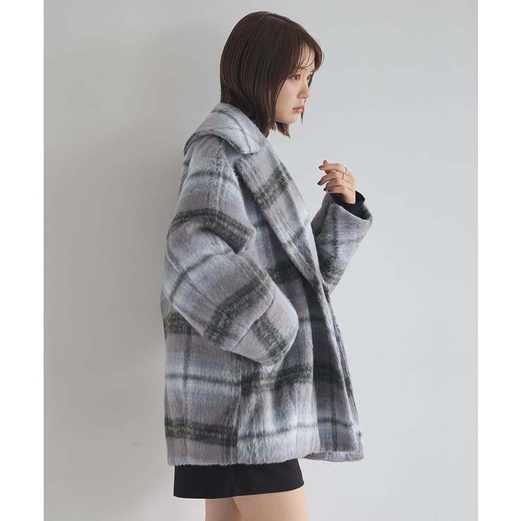 チェックシャギーコート | earth music&ecology  | 詳細画像8 