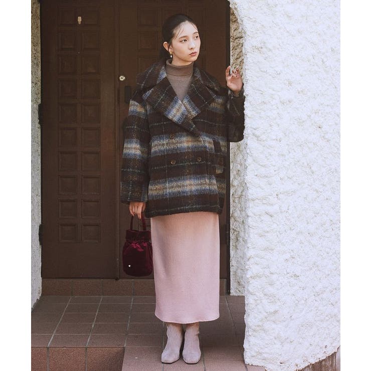 チェックシャギーコート | earth music&ecology  | 詳細画像3 