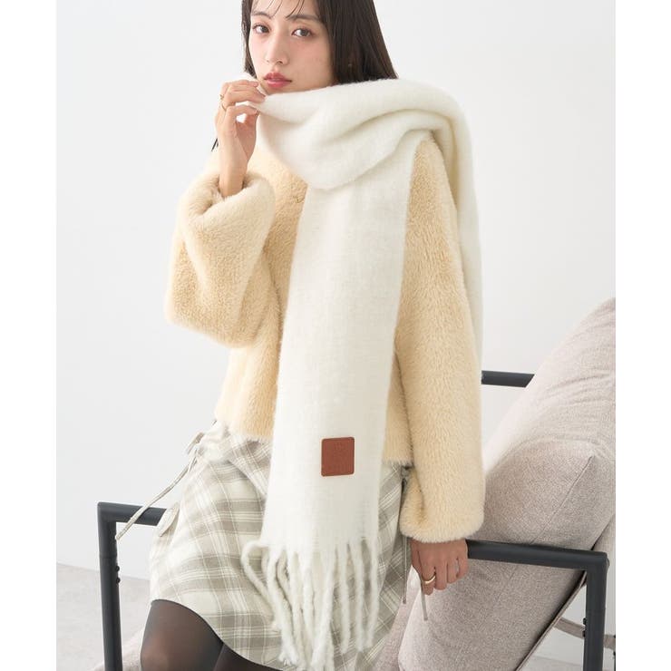 アイボリー | ワンポイントビッグマフラー | earth music&ecology 