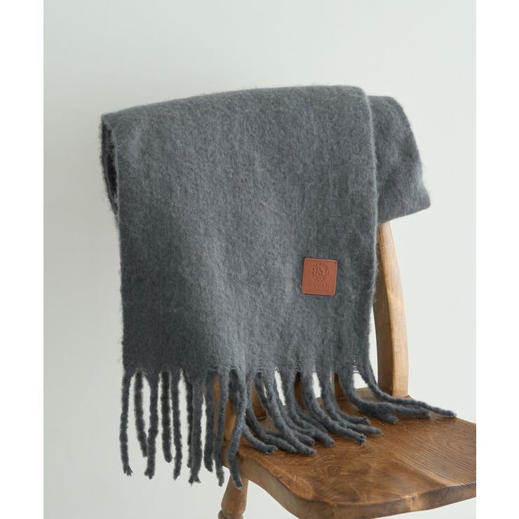 チャコールグレー | ワンポイントビッグマフラー | earth music&ecology 