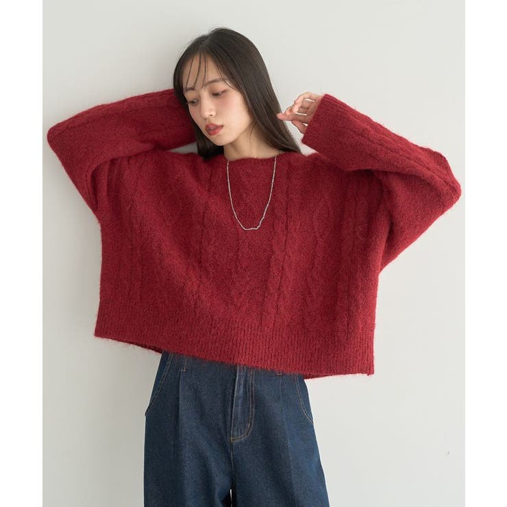 モヘヤタッチケーブルニットプルオーバー | earth music&ecology  | 詳細画像2 