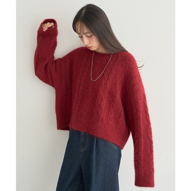 モヘヤタッチケーブルニットプルオーバー | earth music&ecology  | 詳細画像4 