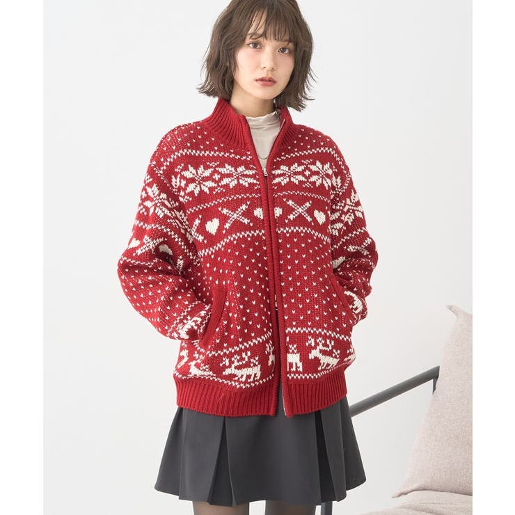 ダブルzipノルディックカウチンニットカーディガン | earth music&ecology  | 詳細画像6 