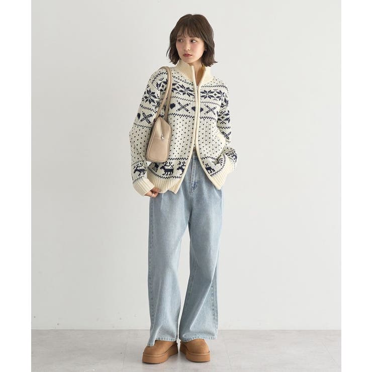 ダブルzipノルディックカウチンニットカーディガン | earth music&ecology  | 詳細画像16 