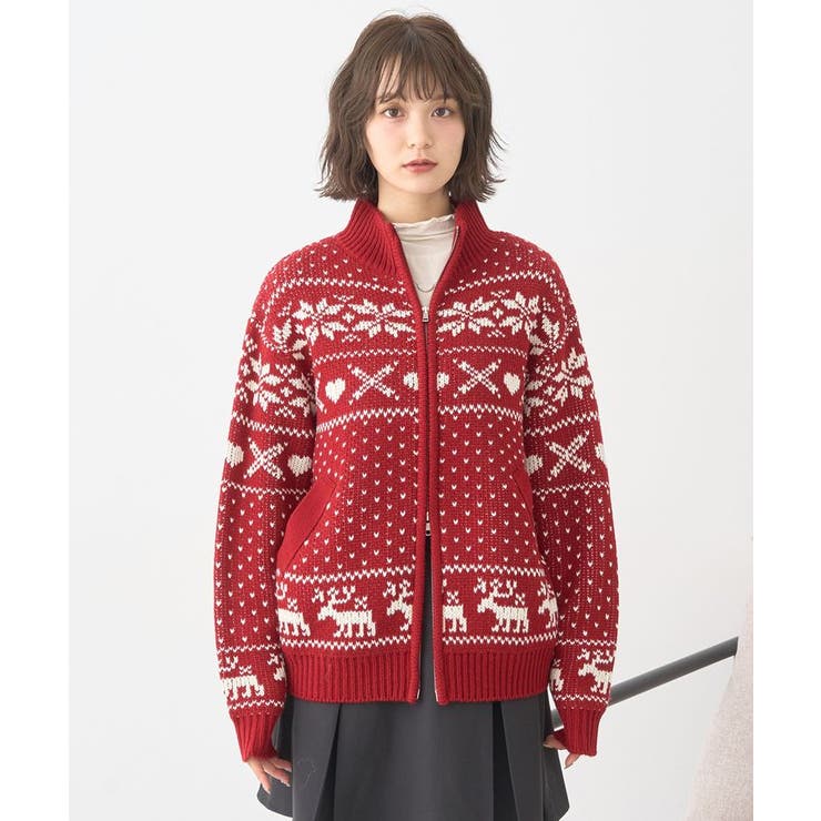 ダブルzipノルディックカウチンニットカーディガン | earth music&ecology  | 詳細画像19 