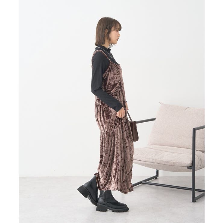 クラッシュベロアシャーリングワンピース | earth music&ecology  | 詳細画像9 