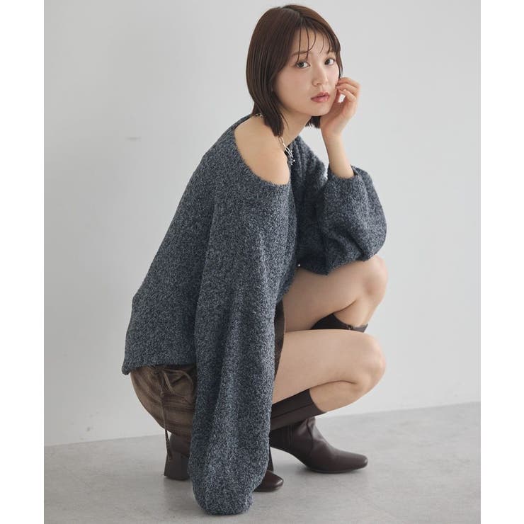 オフショルフェザーニットプルオーバー | earth music&ecology  | 詳細画像1 