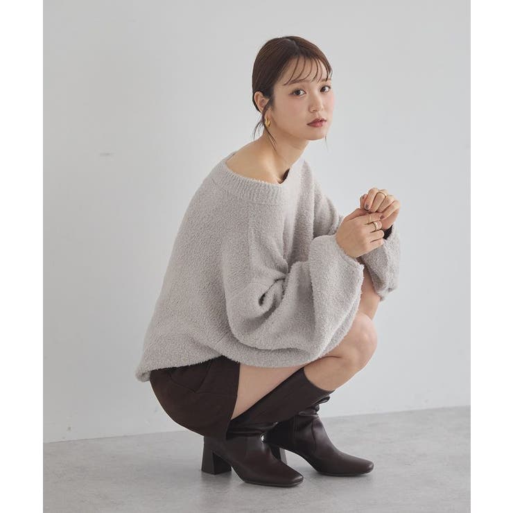 オフショルフェザーニットプルオーバー | earth music&ecology  | 詳細画像10 