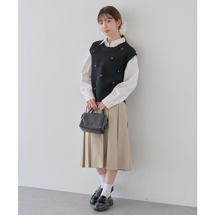 フラワーモチーフニットベスト | earth music&ecology  | 詳細画像16 