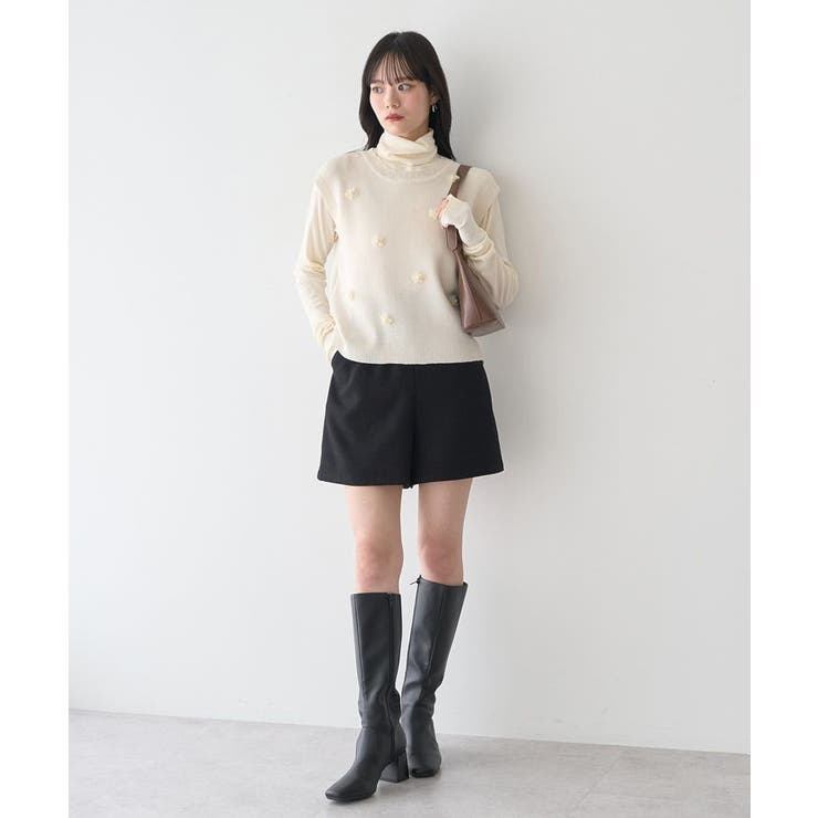 フラワーモチーフニットベスト | earth music&ecology  | 詳細画像5 