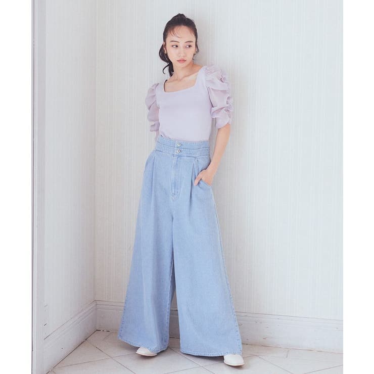 ダブルベルトデザインワイドパンツ[品番：EMEW0045340]｜earth  