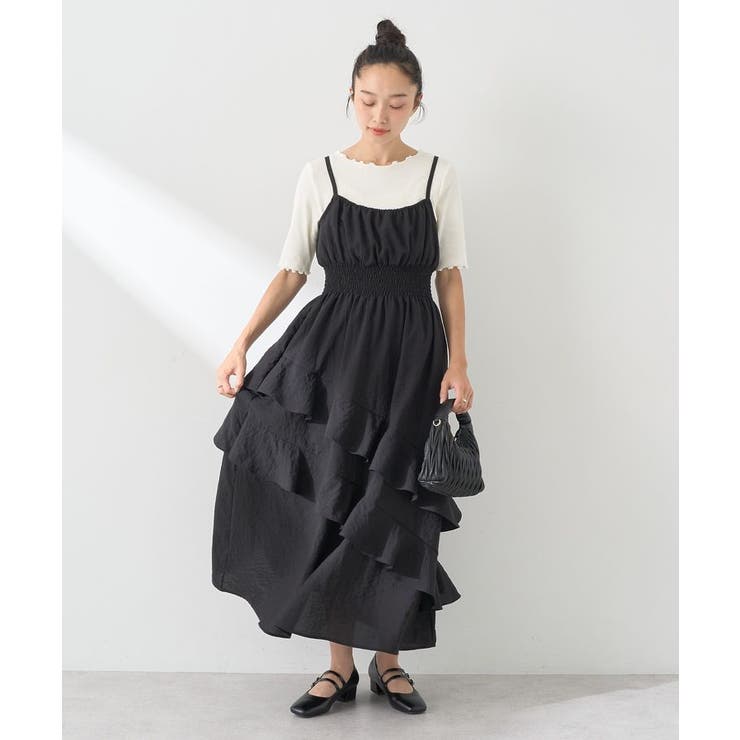 ラッフルティアードワンピース セール】Print ruffle tiered dress プリントラッフルティアード