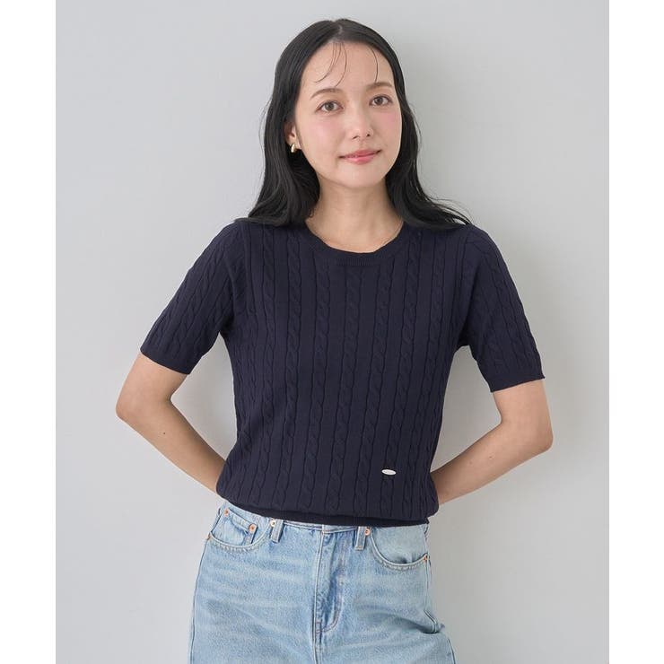 半袖ケーブルニットプルオーバー | earth music&ecology  | 詳細画像18 