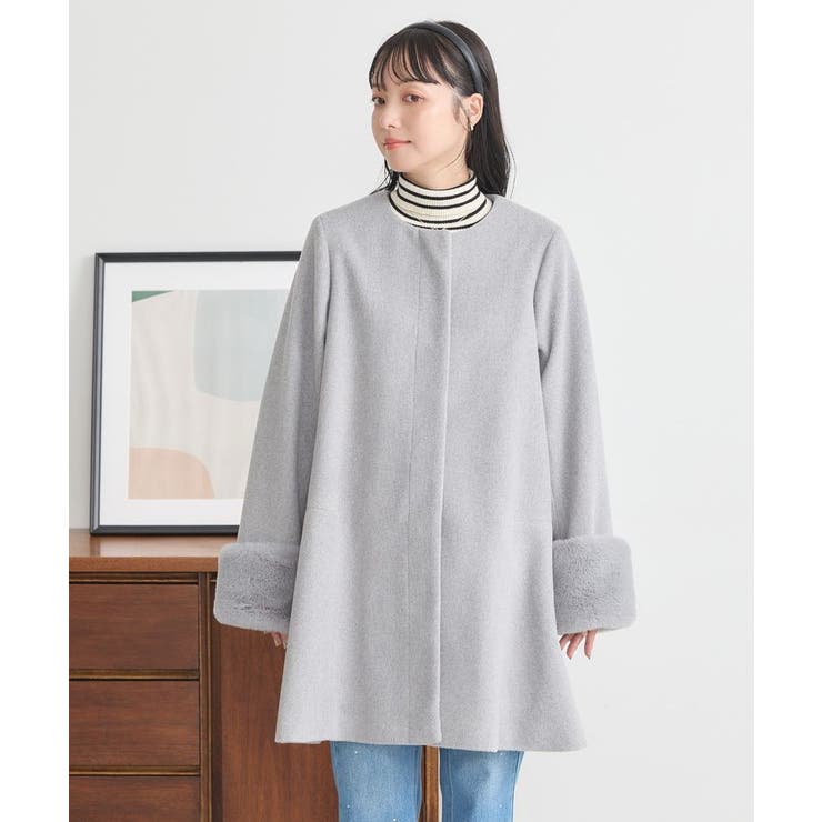 ファーカフスノーカラーコート | earth music&ecology  | 詳細画像13 