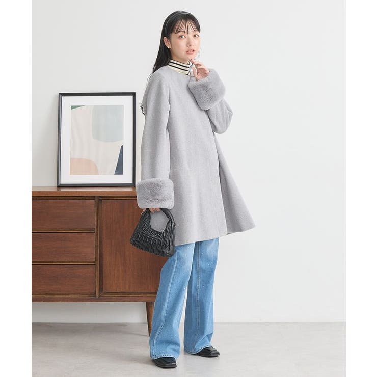 ファーカフスノーカラーコート | earth music&ecology  | 詳細画像16 