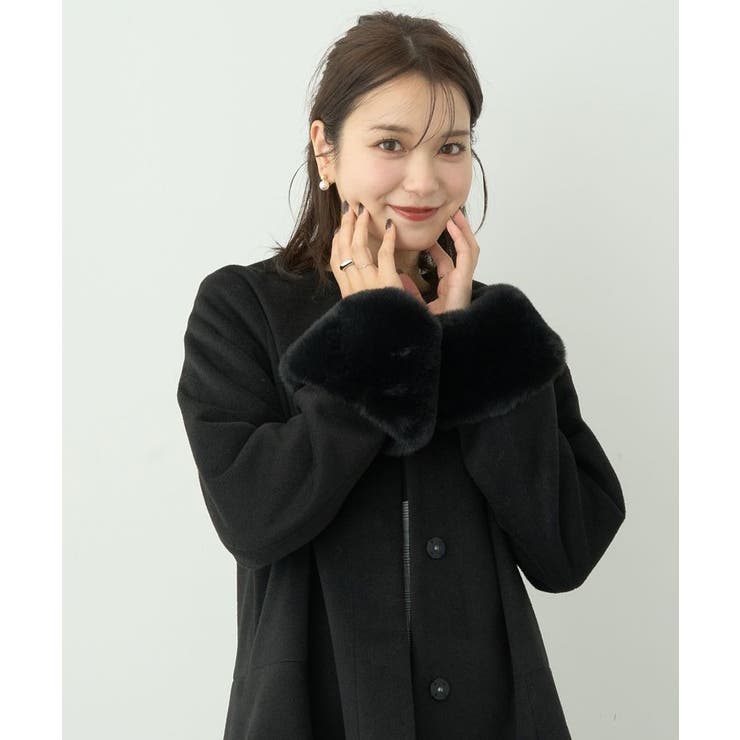 ファーカフスノーカラーコート | earth music&ecology  | 詳細画像24 
