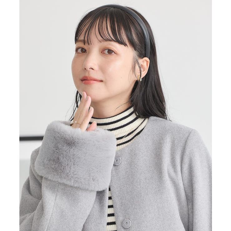 ファーカフスノーカラーコート | earth music&ecology  | 詳細画像30 