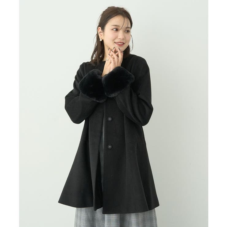 Upcycled eco fur middle coat （その他アウター）｜three dots