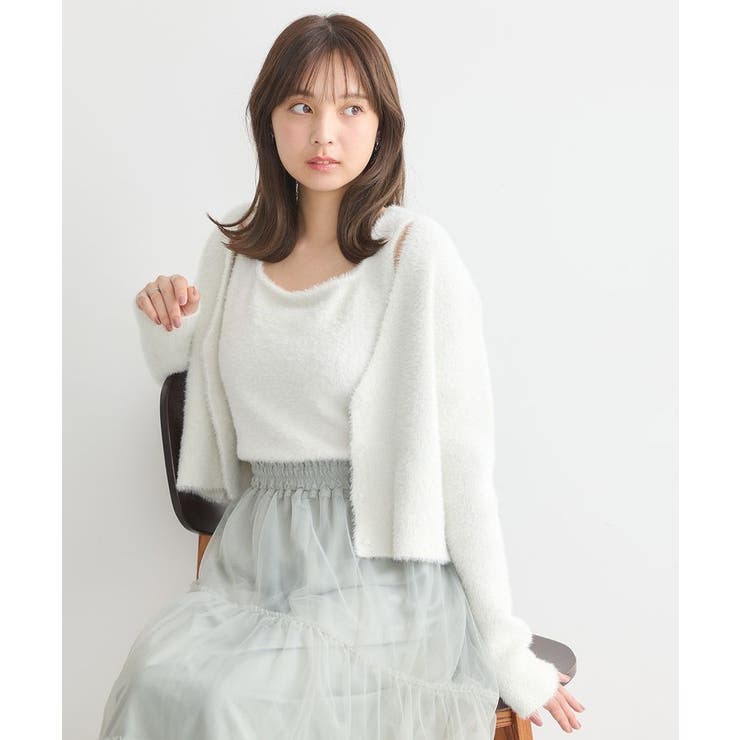 SET2点ラメフェザーカーディガン+インナー[品番：EMEW0046545