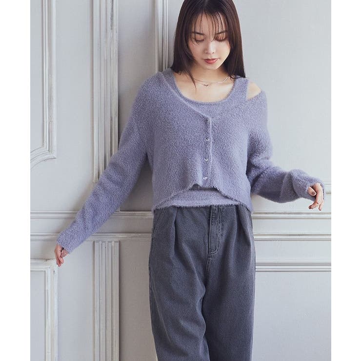 SET2点ラメフェザーカーディガン+インナー[品番：EMEW0046545