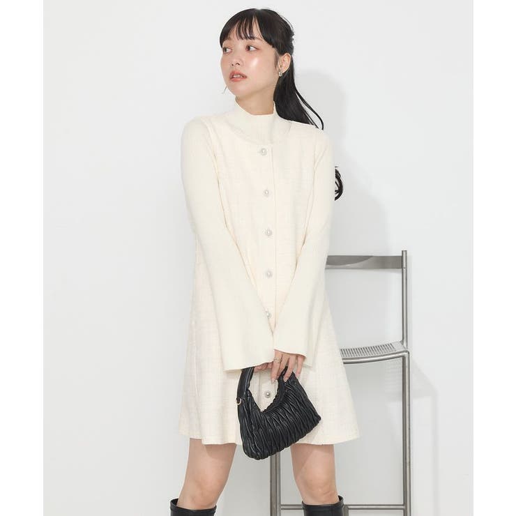 【新品未使用タグ付き】Lumignon ミニワンピース ツイード Mサイズ Lumignon ツイードワンピース ホワイト ルミニョンM Lumignon ツイード