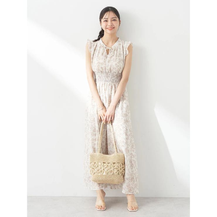 花柄ワンピ チューリップ柄 シフォン[品番：JSFW0012929]｜JS