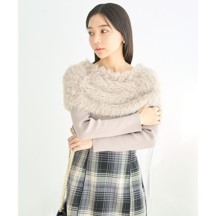 SET2点ケープ+リブニットプルオーバー[品番：EMEW0047027