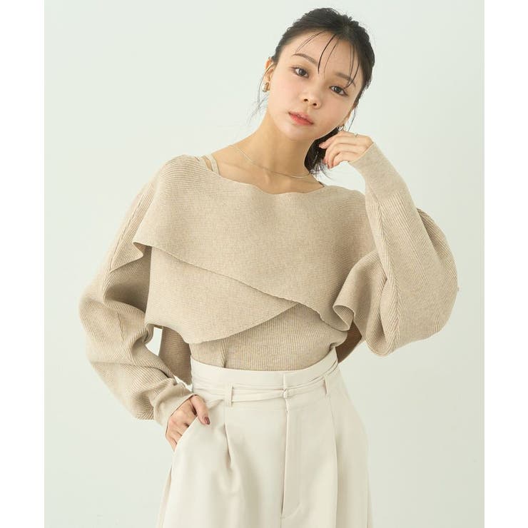 SET2点クロスニット＋キャミソール[品番：EMEW0047454]｜earth