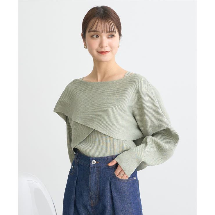 SET2点クロスニット＋キャミソール[品番：EMEW0047454]｜earth