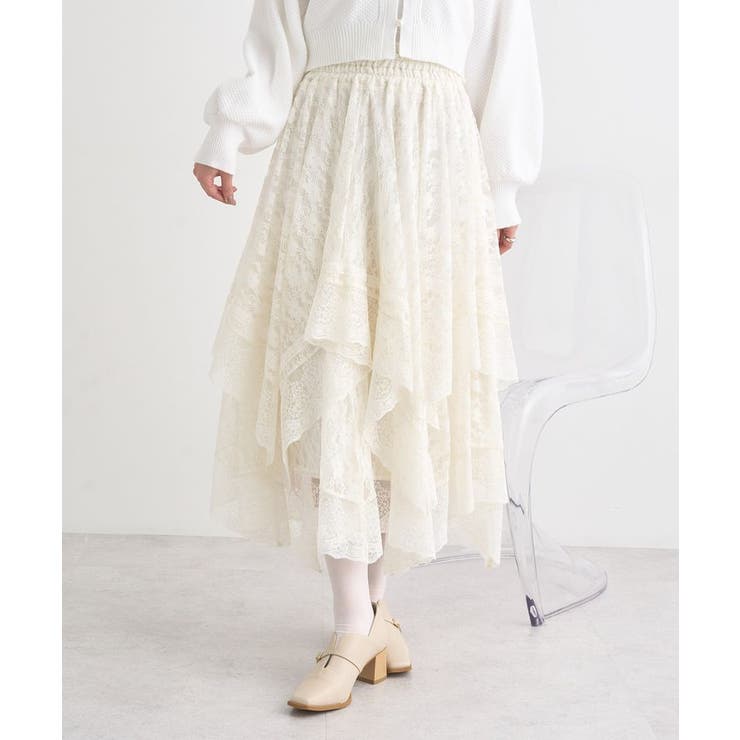 オフホワイト | レースイレヘムスカート | earth music&ecology 