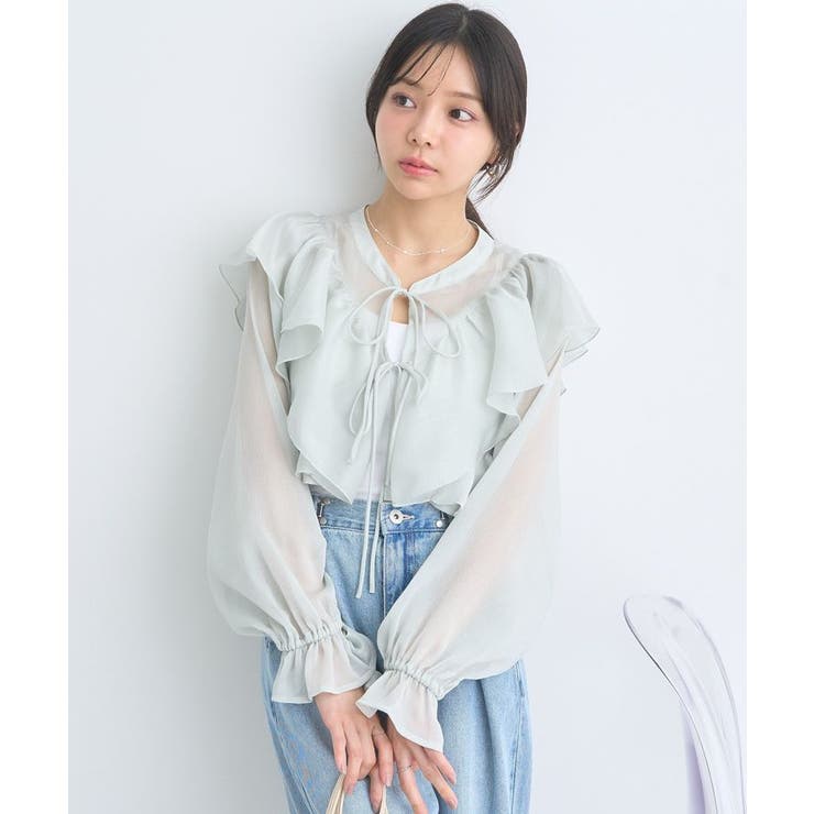 シアーラッフルショートボレロ | earth music&ecology  | 詳細画像1