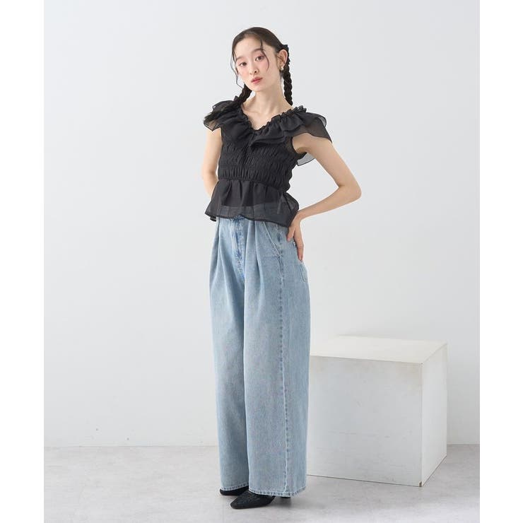 ダブルフリルノースリブラウス | earth music&ecology  | 詳細画像10 