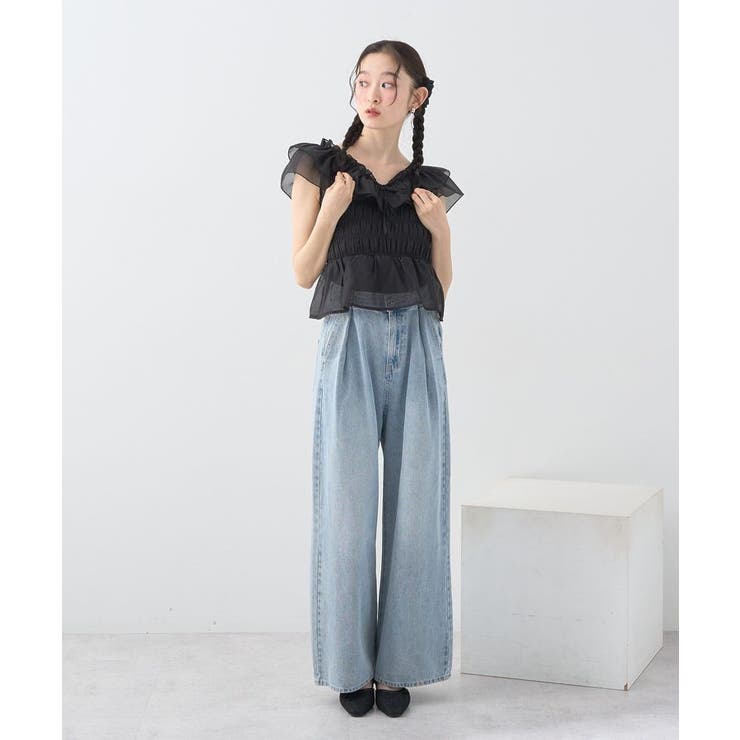 ダブルフリルノースリブラウス | earth music&ecology  | 詳細画像8 