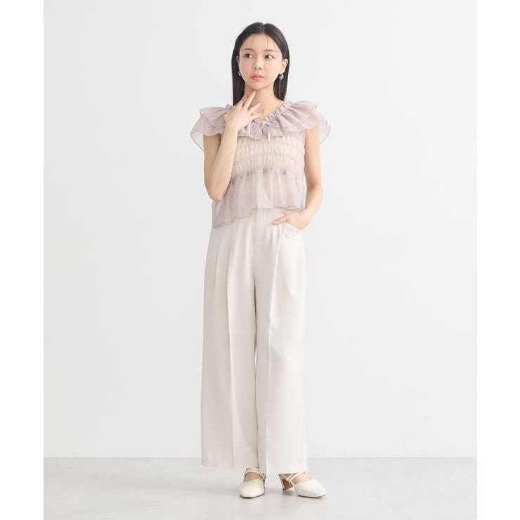 ダブルフリルノースリブラウス | earth music&ecology  | 詳細画像14 